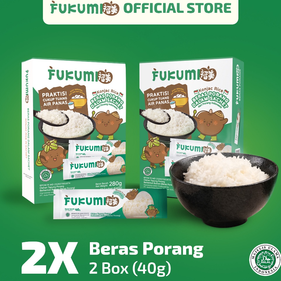 

Promo besar FUKUMI Beras Porang 2 Box Sachet Shirataki Konjac Rice
