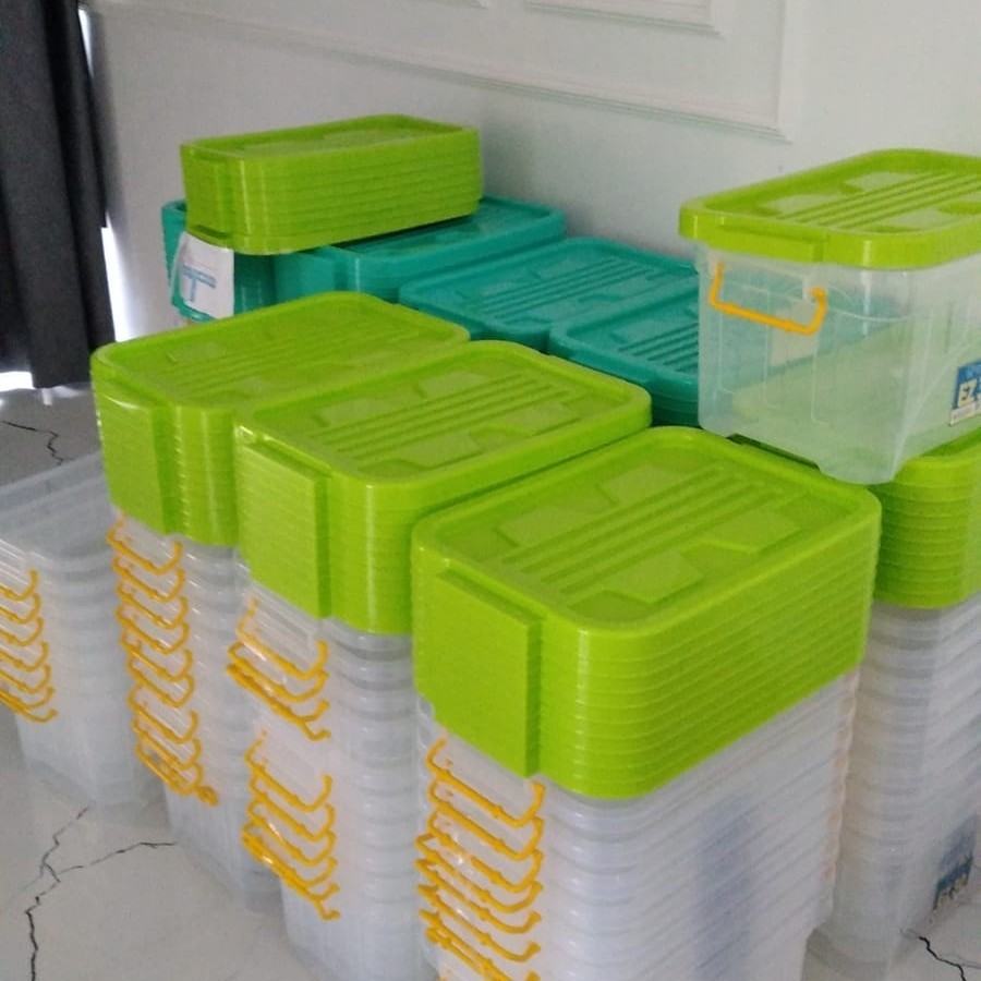 Box container Ezy 45 liter Box transparan ada Roda bahan Tebal Kontainer Transparan