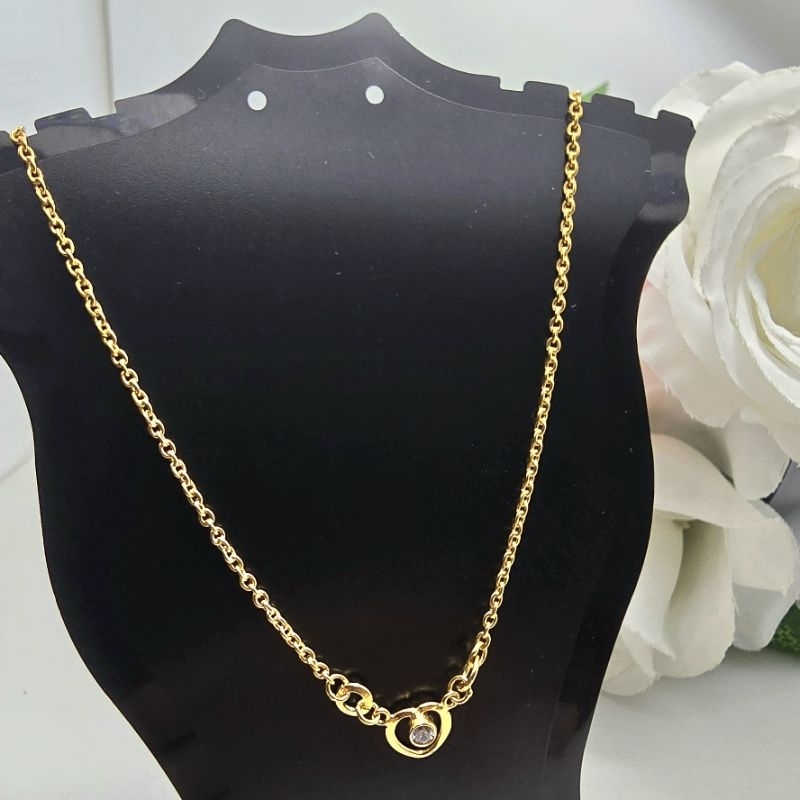 Kalung Rantai Bandul Love Mata Putih 3 Gram Emas Muda