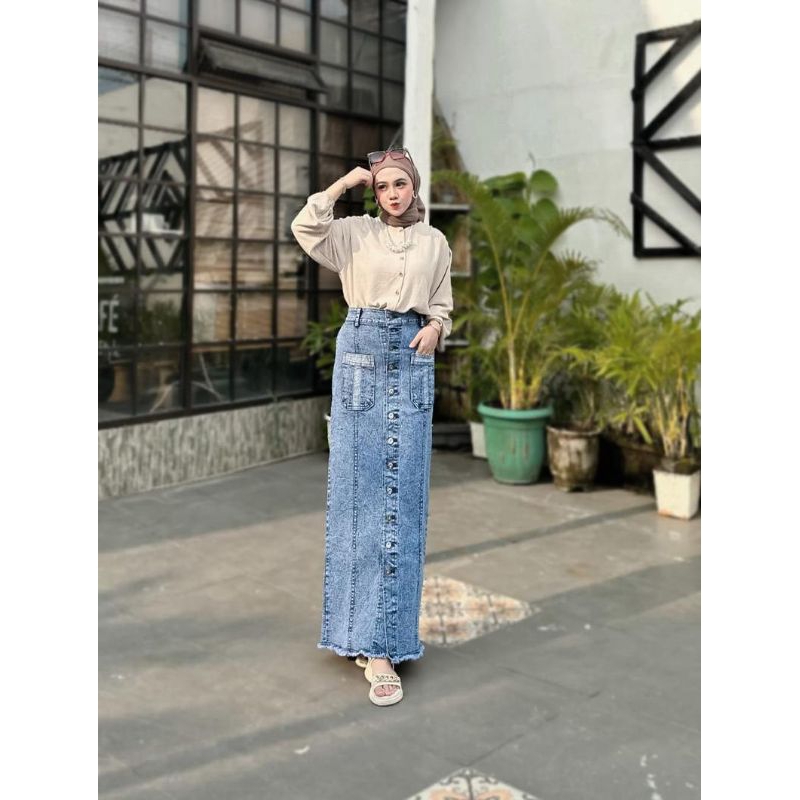 ROK SAKU DEPAN JEANS SPAN PREMIUM ORI BY SANIA COLLECTIONS