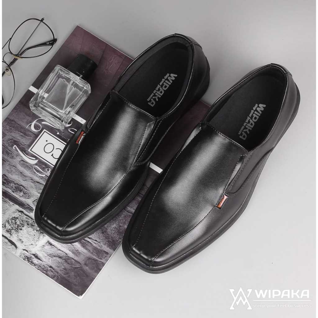WIPAKA sepatu pria sepatu pantofel pria formal full black loafers sepatu big size 45 46 47 48
