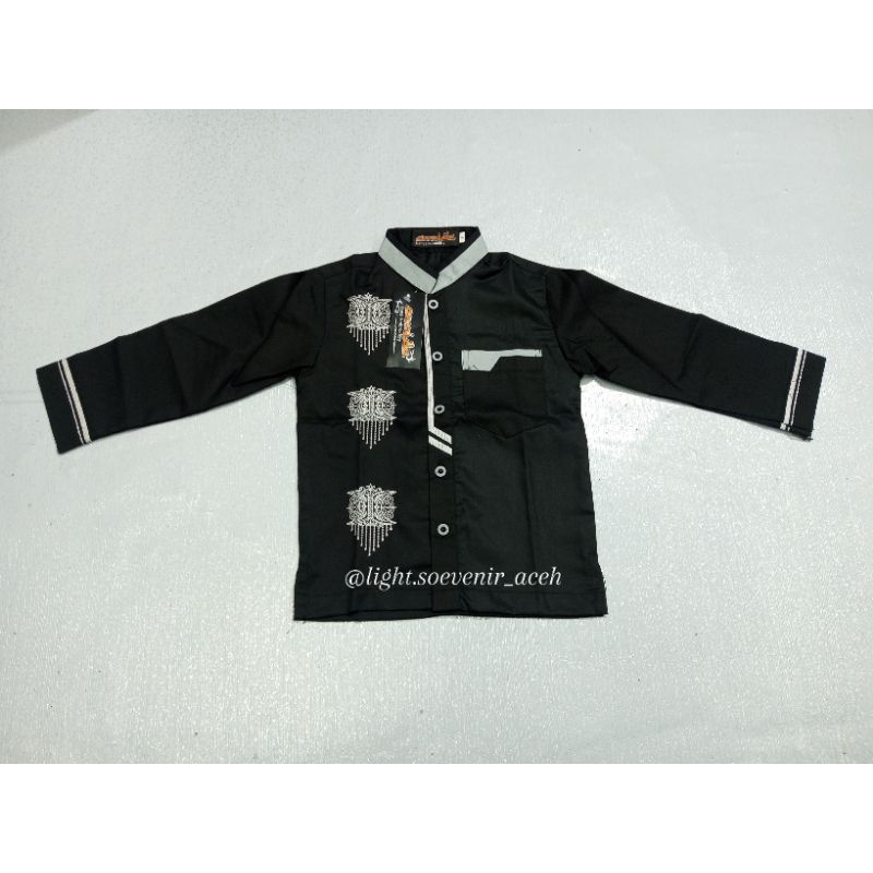 Baju Bordir Aceh Anak Lengan Panjang/Baju Koko  Aceh Anak Bordiran Motif Pintu Aceh