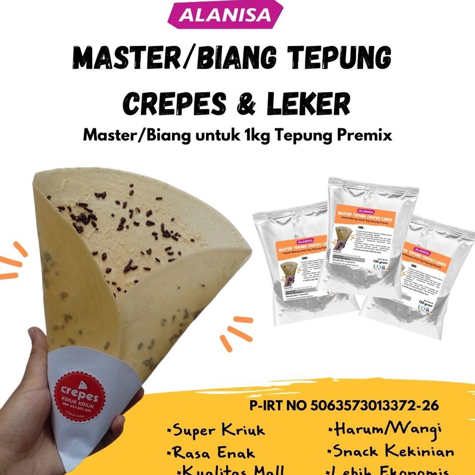 

Sikat Sekarang Promo Master Tepung Crepes utk campuran 1kg Tepung pembelian min 5pc