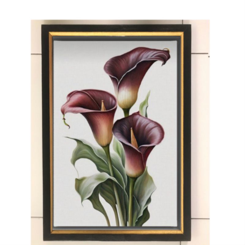 Hiasan dinding lukisan cetak Bunga terompet ungu Plus bingkai UK 45x65cm