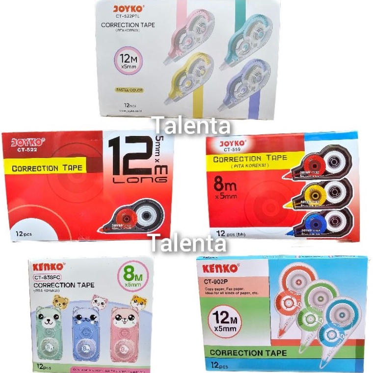 

KODE B8B3 Tipex Roll JOYKO Correction Tape Grosir 12 Pcs