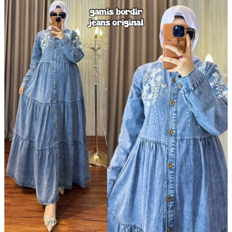 GAMIS WANITA JEANS BORDIR(AE)