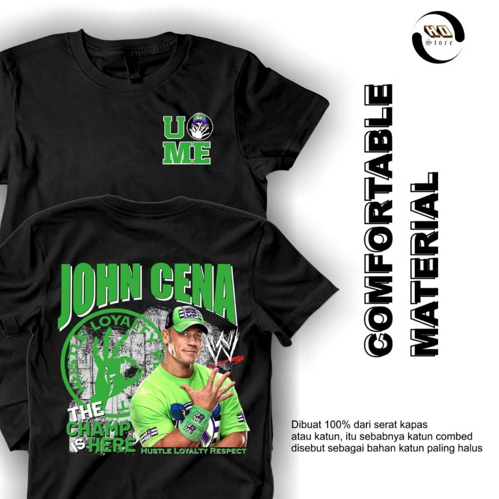 Kaos WWE John Cena The Champ Is Here Baju Pria Wanita Tshirt Distro Graphic Tee Premium Oblong