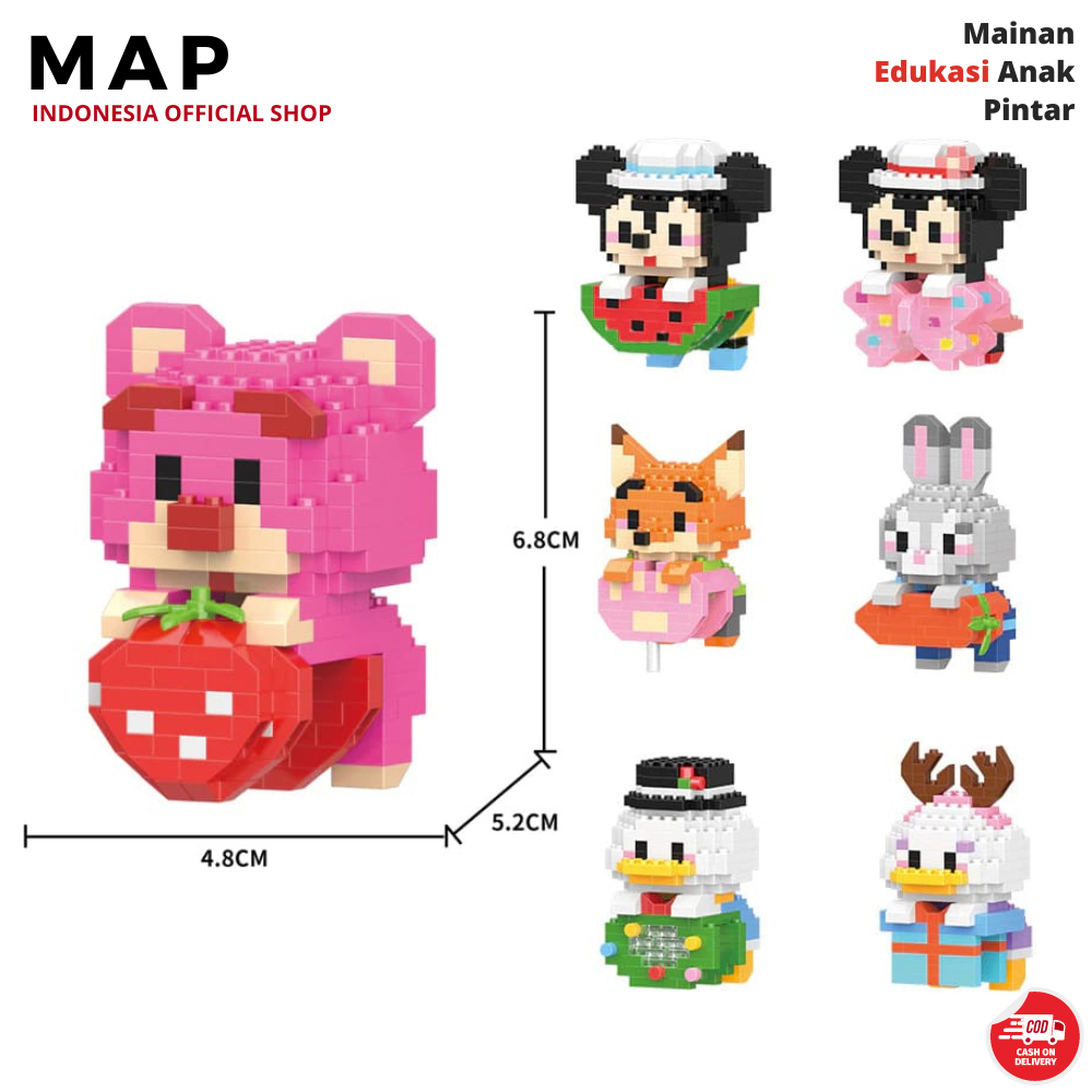 Lego Bricks Nano Block Karakter Lotso Mickey Donald Penutup Laptop TV Edukasi Hadiah Anak