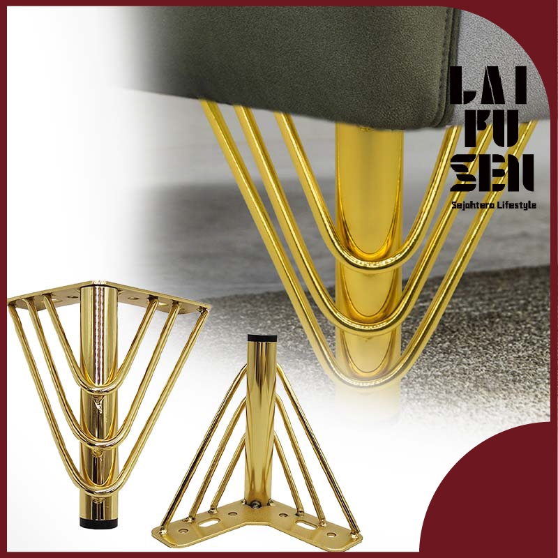 15cm Kaki Sofa Emas / Kaki Furnitur Emas / Sofa Leg Heavy Duty / Kaki Kursi Besi