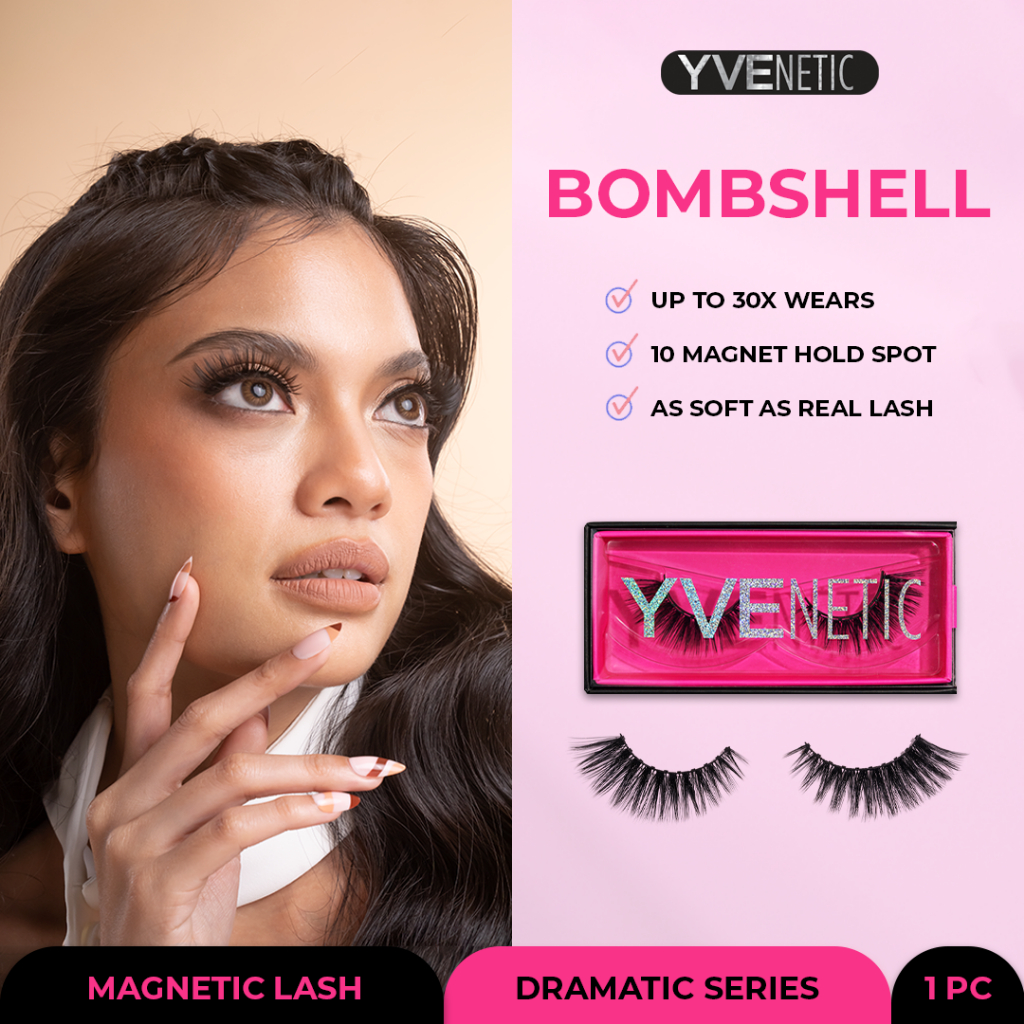 YVENETIC Bombshell (Dramatic) - Magnetic Eyelash | Bulumata Magnetik Tanpa Lem - Menggunakan Eyeline