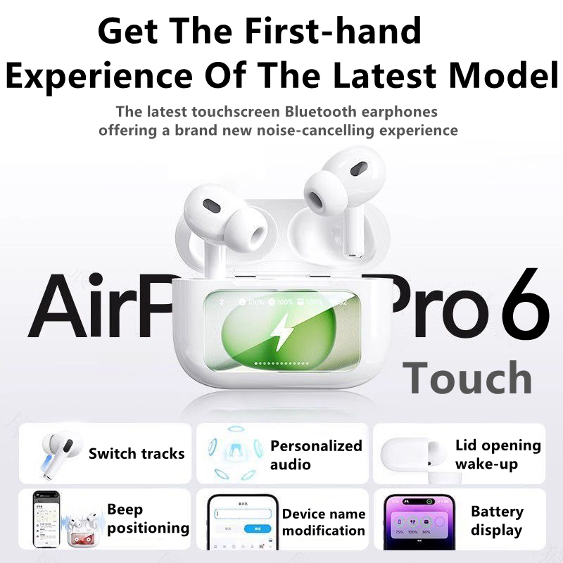 Headset Bluetooth TWS Airpods Touch Pro6 GEN 3 ANC Wireless Earbuds Earphone Noise Cancelling iPhone