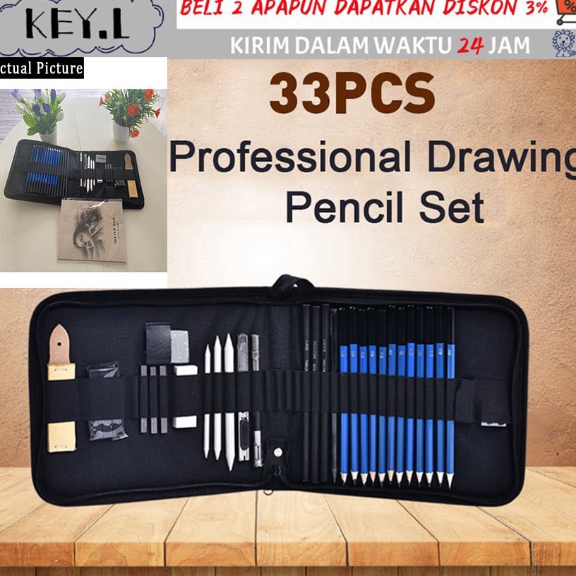 

KODE O3W8 33 Pcs pensil sketsa menggambar set pencil skecth gambar lengkap