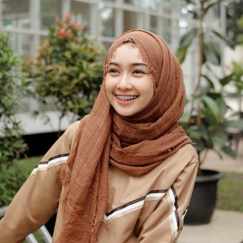 GANOLDRA - Pashmina Crinkle Cotton Shawl/Pashmina Turki Arabian Hijab Pashmina Kusut Polos