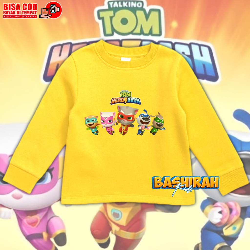 Kaos Anak Talking Tom Hero Dash / Kaos Anak Lengan Panjang Tom Hero Dash