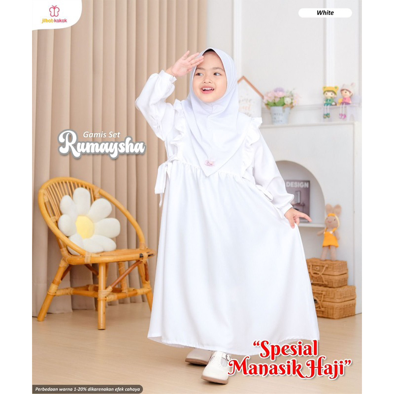 Gamis Anak Putih Manasik Haji | Baju Muslim Anak TK SD Putih | Gamis Umroh Anak