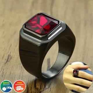 FAVORIT CINCIN TITANIUM PRIA MERAH RUBY SIAM PRIA SUPER KEREN - SUPER EKSLUSIF KEKINIAN