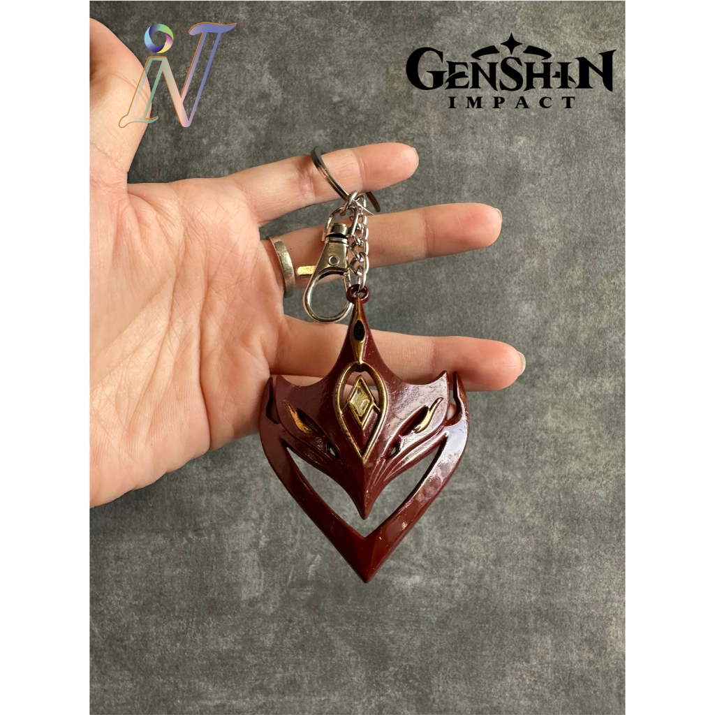 Gantungan Kunci Genshin Impact Metal Keychain Childe Tartaglia Mask Anime Game Merchandise