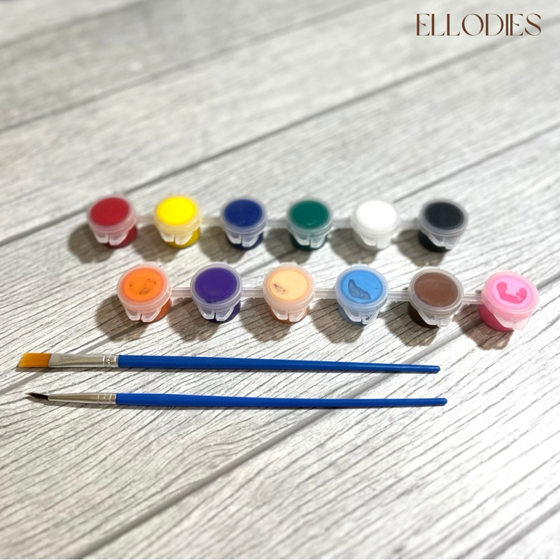 

cat acrylic | cat akrilik | cat dekor 3ml isi 12 warna + 2 kuas set