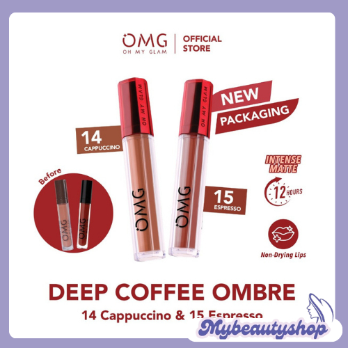 OMG OMBRE Lip Cream Deep Coffee Ombre - 14 & 15 (Lip Cream Matte Dengan Warna Intense, Tahan Lama & 