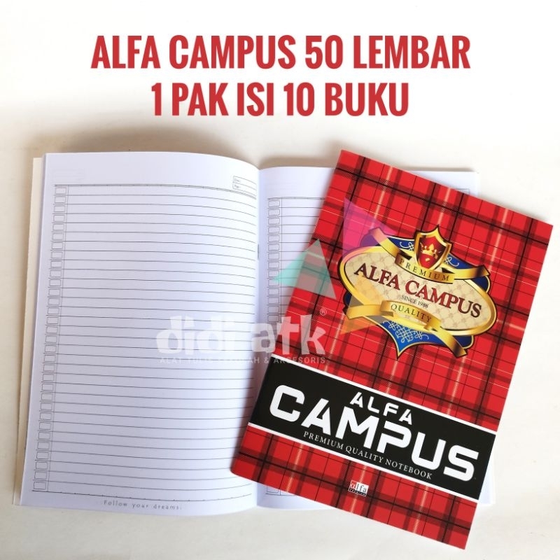 

Buku Tulis Boxy Alfa Campus 50 Lembar 1 Pak Isi 10 Buku