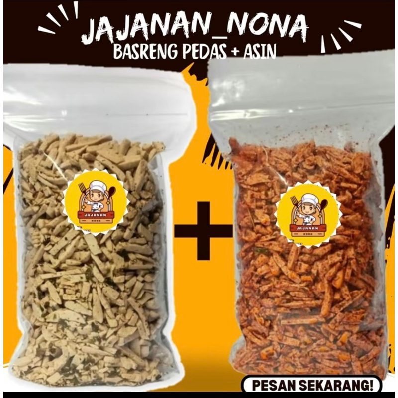 

PAKET HEMAT jajanan_nona 500g pedes + 500g Original/basreng pedas daun jeruk/sneck food