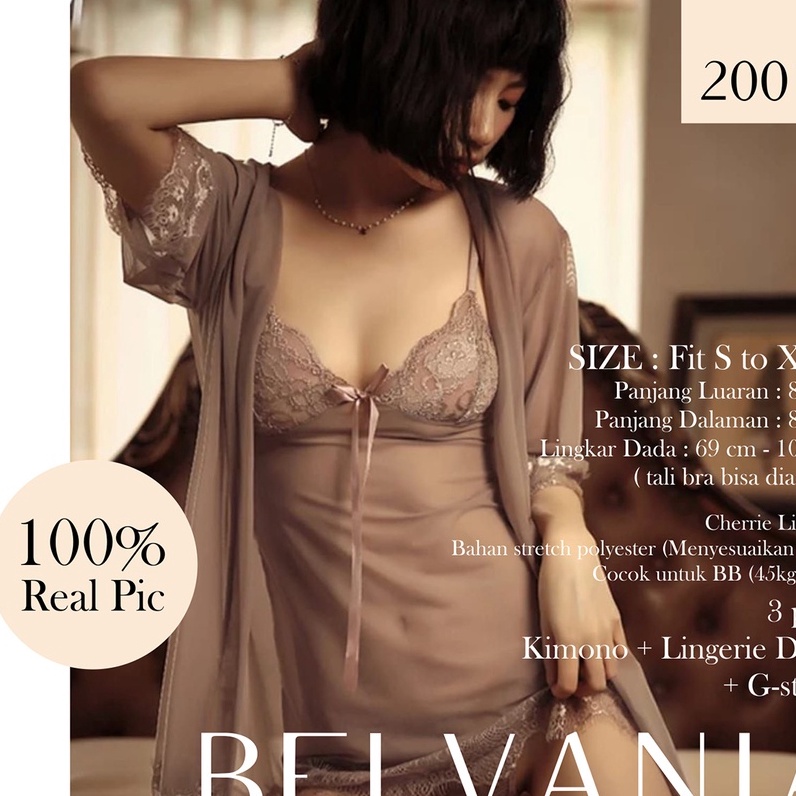 Subsidi LindaGalz  Pakaian Tidur Wanita Dewasa  Kimono lingerie y Jumbo 4 in 1 21A