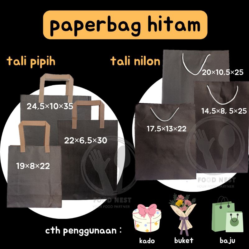 

paperbag hitam polos / paper bag hitam tas kertas / tas kertas belanja shopping bag / kantong goodie bag kraft hitam tas kertas kemasan kado / paper bag kraft coklat hitam / kantong souvenir / tas kertas belanja