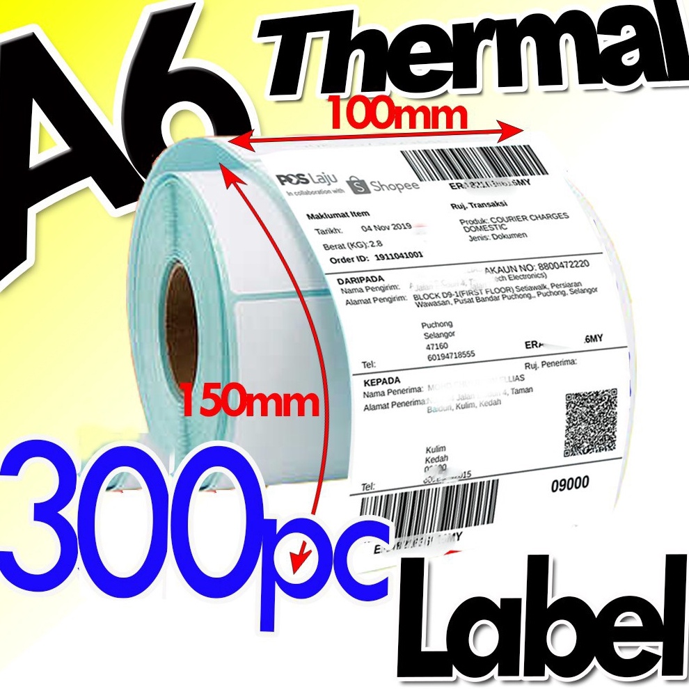 

KODE B3F8 LABEL STICKER THERMAL BARCODE 1x15mm 1x15cm 3Pcs Core 1 MURAH A6 4 x 6