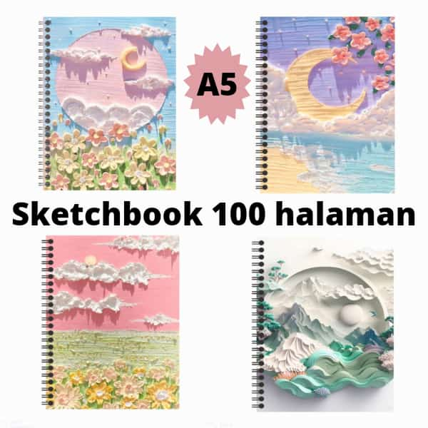 

SKETCHBOOK A5 ISI 100 HALAMAN /BUKU SKETSA/ BUKU GAMBAR TEMA COVER 3D & POP ART