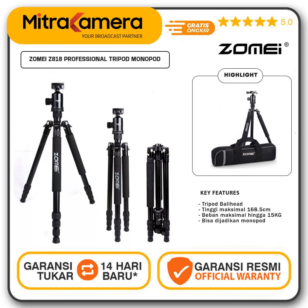 ZOMEI Z818 Professional Tripod Monopod Ball Head