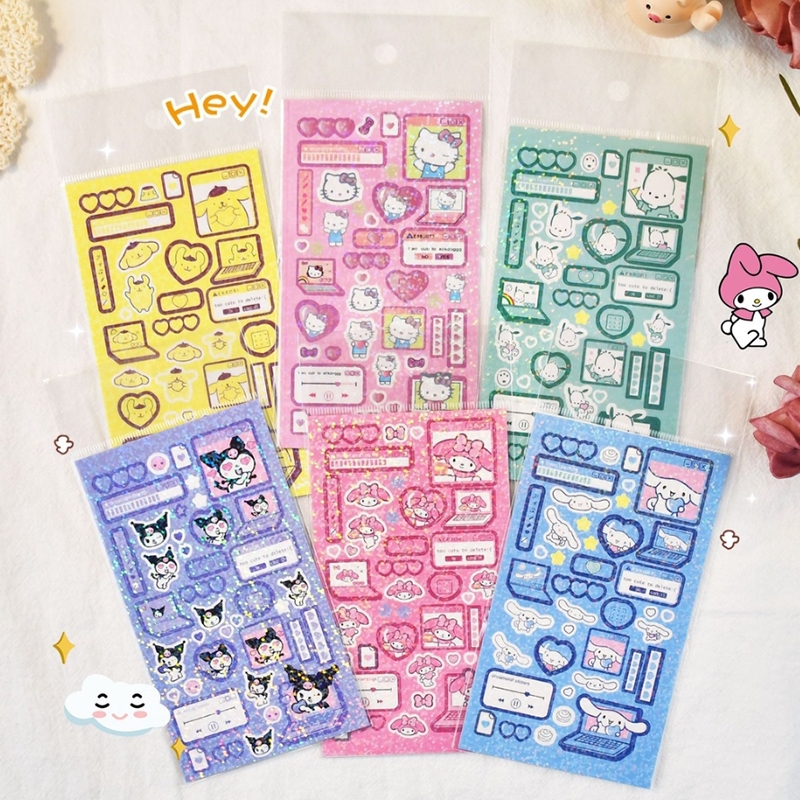 

<Ready>Stiker Sanrio Glitter Murah PerLembaran - Stiker Lucu DIY Keychain [thehanscorner]