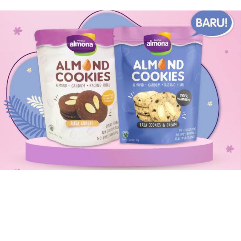 

Almona Almond Cookies & Cream ll Alomond Cookies Rasa Coklat 90 gr