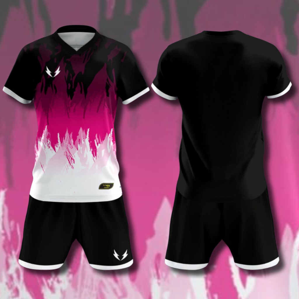 Sixa Apparel Edisi Abstrak Pink Hitam Setelan Jersey Bola Jersey Futsal