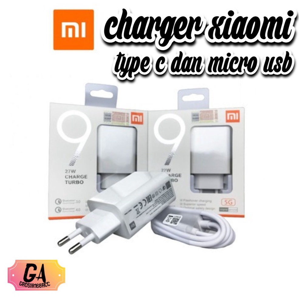Paling Dicari Charger Turbo XIAOMI MI 9 27W Micro  Type C Fast Charging Charger