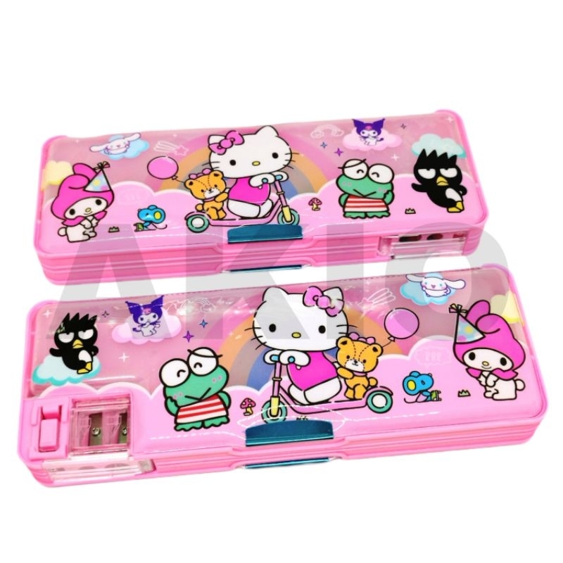 

Tempat Pensil Anak Karakter HELLO KITTY MY MELODY KEROPI SANRIO 2 Sisi MAGNET + 2 Rautan GP65085
