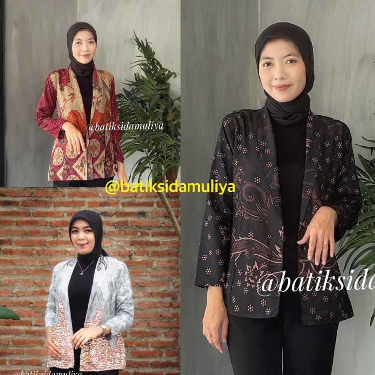 Best Blazer Batik Wanita Atasan Batik Blouse Jaz Outer Kantor Premium Eksklusif By Batik Sidamuliya 