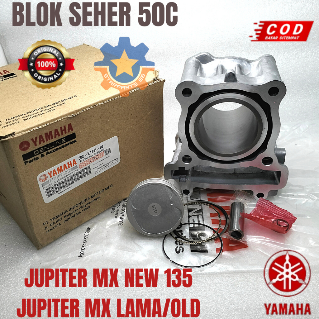 BLOK SEHER SET 50C MOTOR YAMAHA JUPITER MX 135 NEW /OLD LAMA KUALITAG ORISINIL YGP ASLI PISTON RING