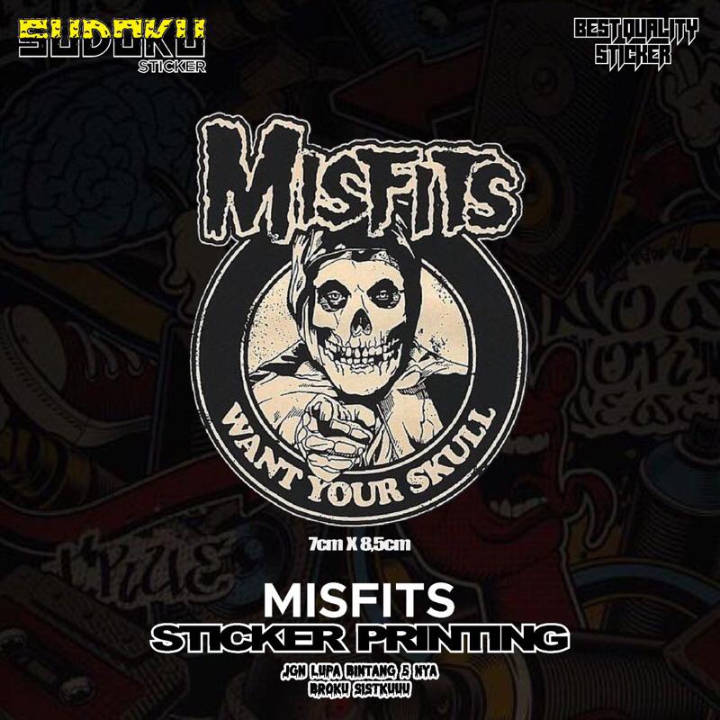 

STICKER STIKER PRINTING BAND MISFITS BULAT!|STICKER KACA|STICKER CASH