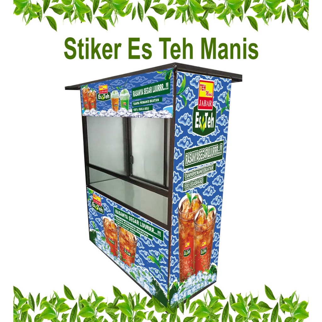 stiker gerobak es teh manis,booth,gerobak jualan + BANNER spanduk