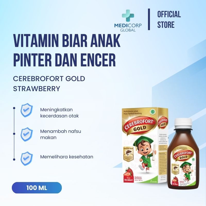 [MEDICORP] Cerebrovit / cerebrofort gold STRAWBERRY vitamin otak daya ingat 100ml