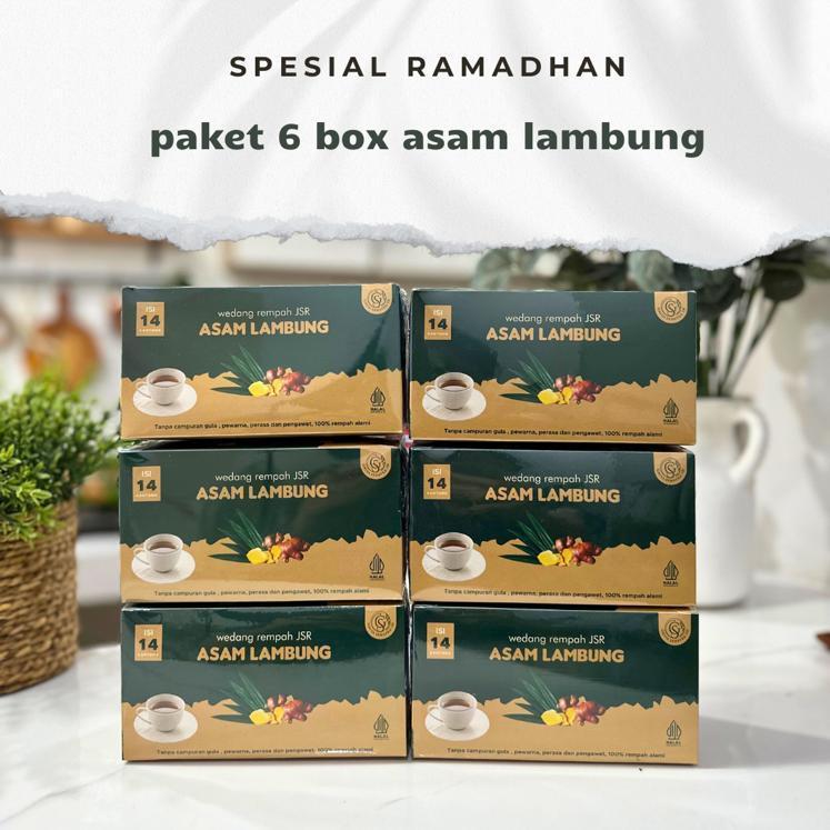 

PAKET HEMAT 6 box wedang Rempah JSR ASAM LAMBUNG 100 % Rempah Alami