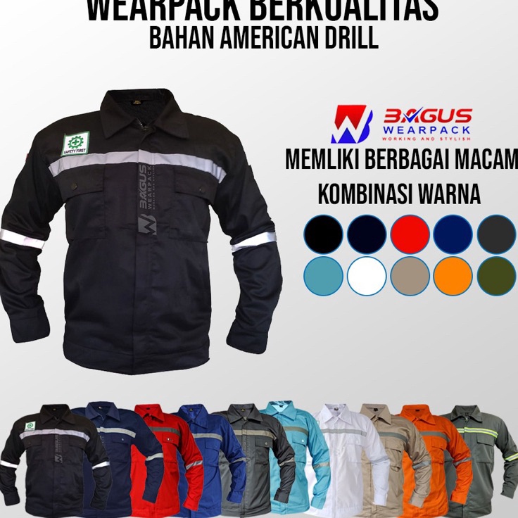 Laku Keras BAJU PROYEK KEREN  BAJU KERJA PRIA PROYEK  BAJU KERJA PIRA LAPANGAN  BAJU WEARPACK LENGAN