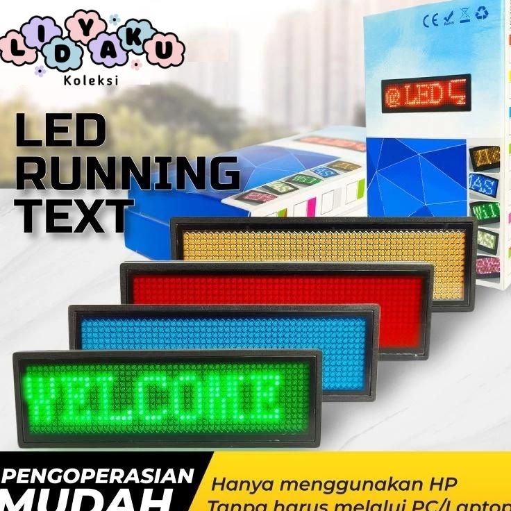 

Buruan Dapatkan Nametag LED Mini Custom Bluetooth Papan nama Name tag LED Elektronik Running Text Digital tulisan berjalan scrolling message Tanda Pengenal Nyala otomatis bergerak
