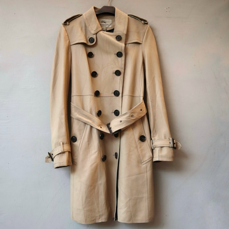 Burberry Jaket kulit asli cewek long coat trench coksu leather jacket Pl bekas preloved second