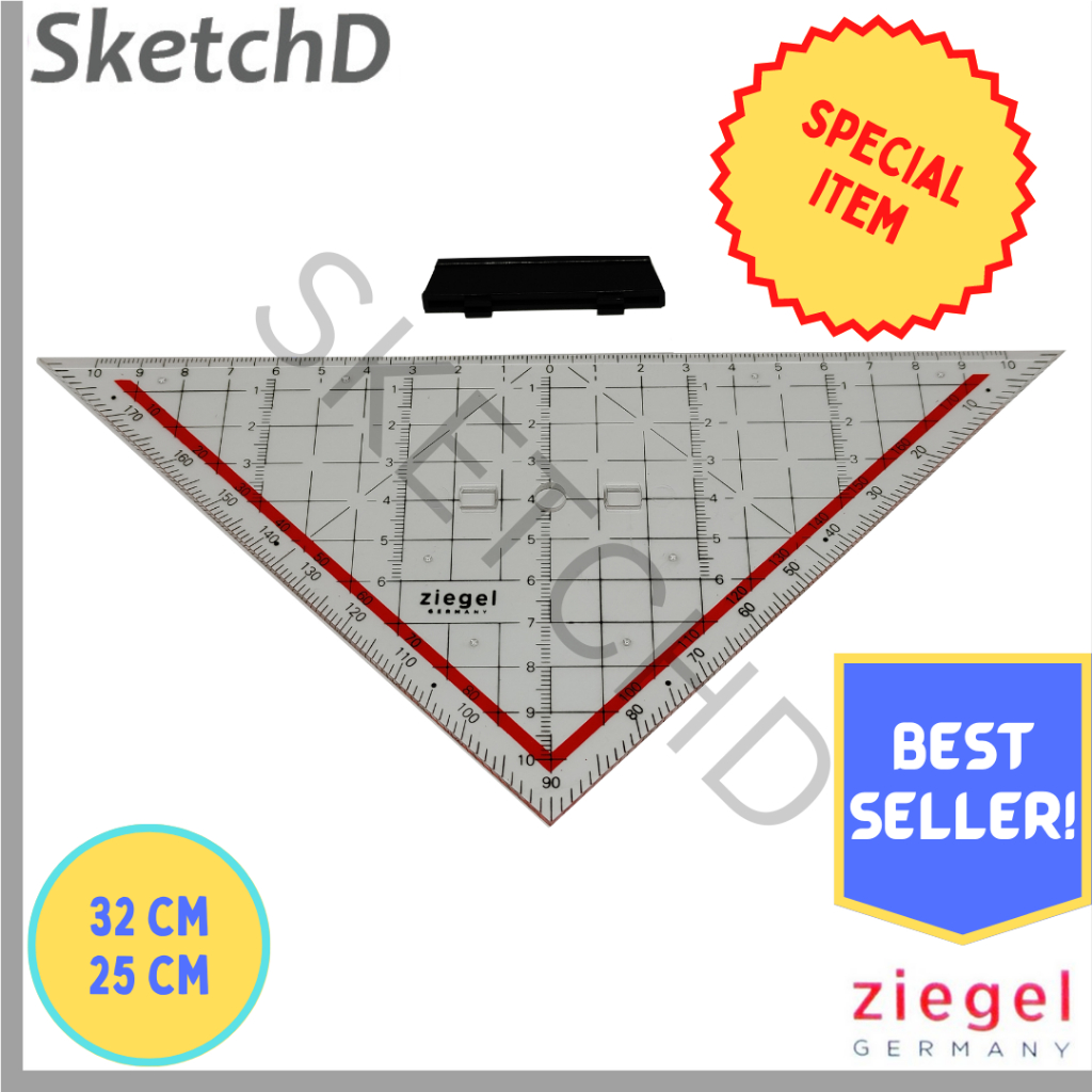 

Mistar Penggaris Segitiga Pegangan Ziegel Ruler Template Triangle 32 cm