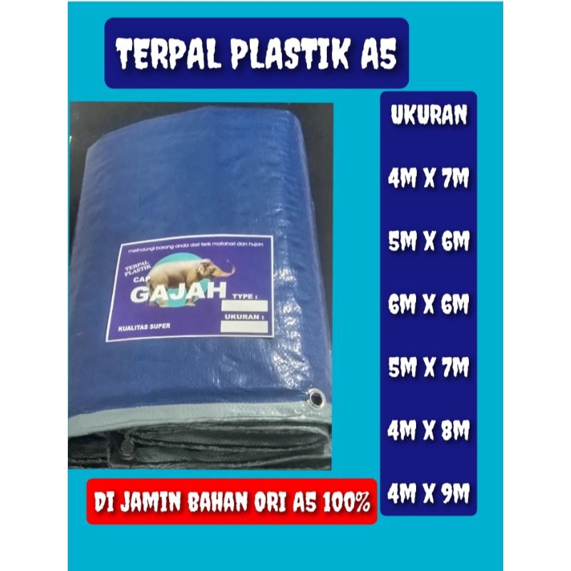 terpal plastik A5 ukuran 4x7, 5x6, 6x6, 5x7, 4x8, 4x9, biru silver