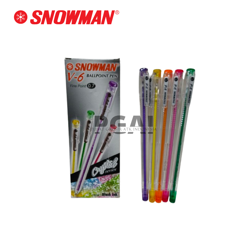 

BOLPOIN PULPEN BALLPOINT SNOWMAN V6 0.7 MM TINTA HITAM 1 PACK ISI 12 PCS