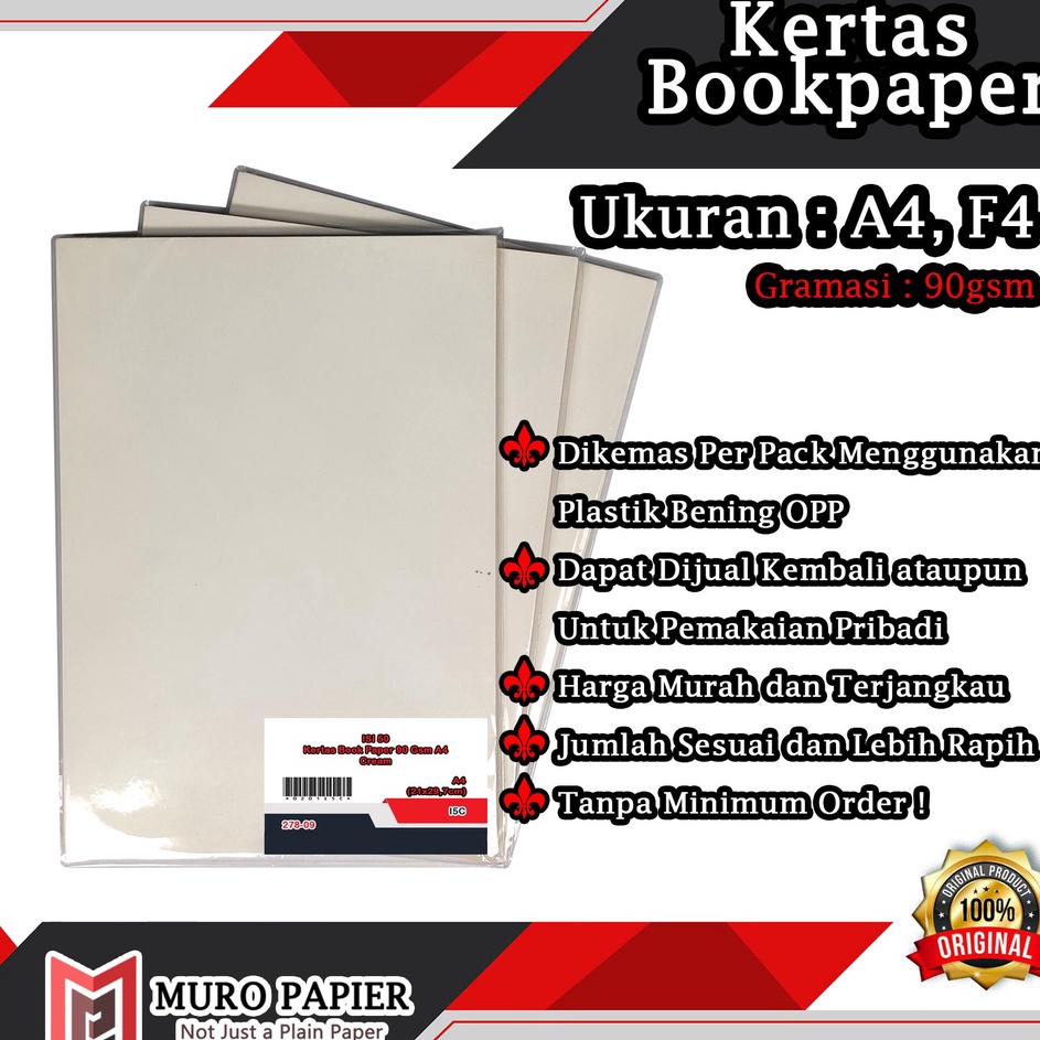 

Promo Merakyat PER PAK ISI 5 Kertas Book Paper 9 Gsm F4 A4 by Muro Papier