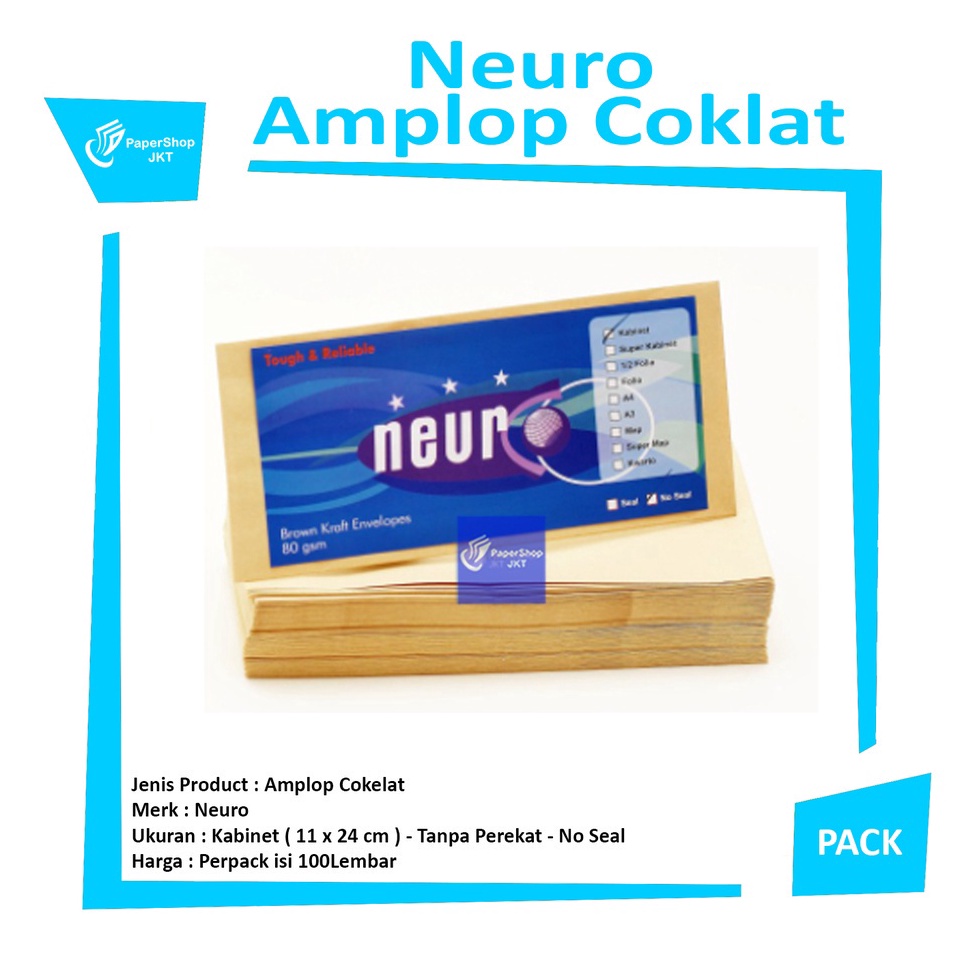 

Free Pengemasan NEURO Amplop Coklat Ukuran Kabinet Non Seal 11 x 24 cm Pack