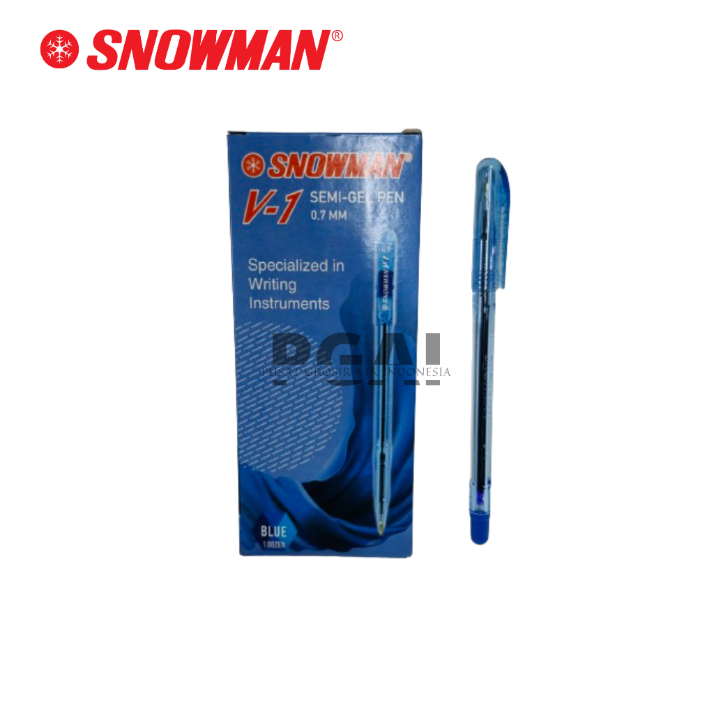 

BOLPOIN PULPEN BALLPOINT SNOWMAN V1 SEMI GEL PEN 0.7 MM 1 TINTA BIRU PACK ISI 12 PCS